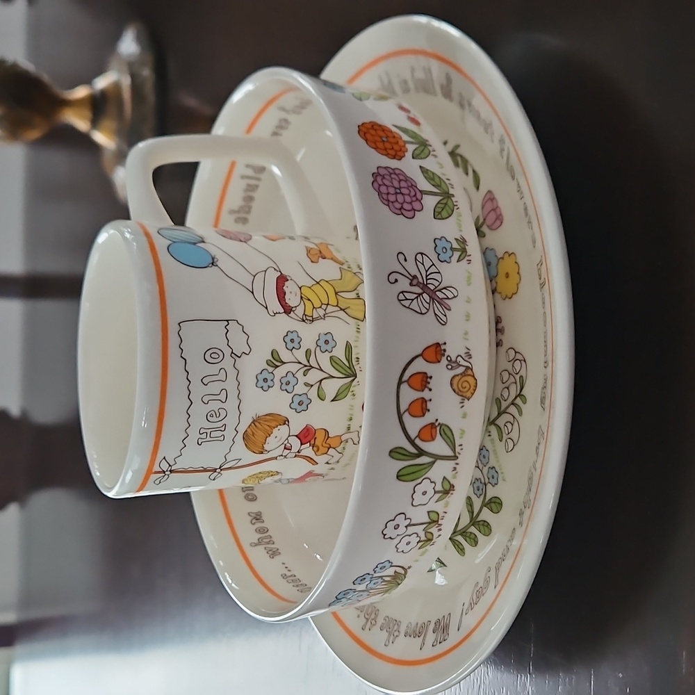 Lenox Children's 3 Piece Gentle Friends China Dinnerware Set Plate Bowl & Cup